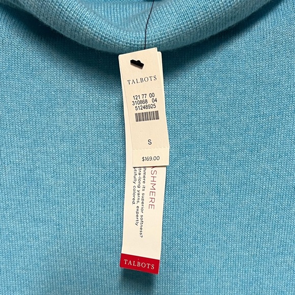 NWT Talbots Luxury Cashmere Sabrina Aqua Blue Sweater Sz S - Picture 4 of 8